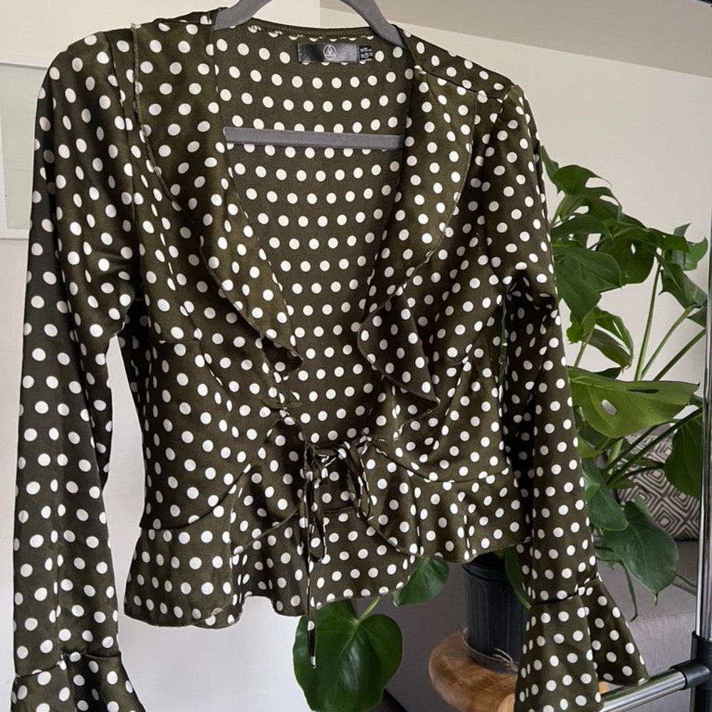 Polka Dot Tie up Blouse